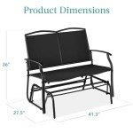 2-Person Outdoor Patio Swing Glider Bench - Black