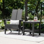 Krikacy Modern Folding Adirondack Chair - Black