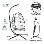 XIAO WEI Rattan Egg Chair with Stand - Dark Grey