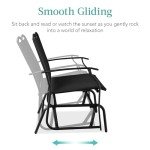 2-Person Outdoor Patio Swing Glider Bench - Black
