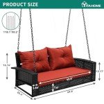 YITAHOME Outdoor 2-Seater Wicker Swing Chair