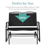 2-Person Outdoor Patio Swing Glider Bench - Black