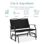 2-Person Outdoor Patio Swing Glider Bench - Black