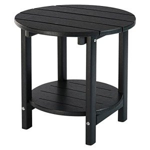 LZRS Round Outdoor Adirondack Side Table – Black