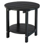 LZRS Round Outdoor Adirondack Side Table – Black
