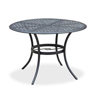 Round 42 Inch Outdoor Bistro Dining Table - Black
