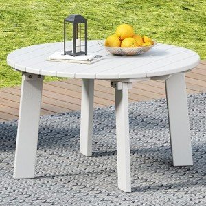 White Outdoor Round Coffee Table for Patio