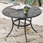 Round 42 Inch Outdoor Bistro Dining Table - Black