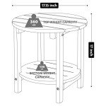 LZRS Round Outdoor Adirondack Side Table – Black