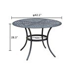 Round 42 Inch Outdoor Bistro Dining Table - Black