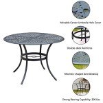 Round 42 Inch Outdoor Bistro Dining Table - Black