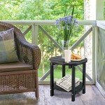 LZRS Round Outdoor Adirondack Side Table – Black