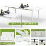 Expandable Aluminum Patio Dining Table for 6-8