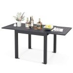 Tangkula Extendable Patio Dining Table, Dark Grey