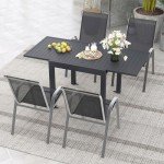 Tangkula Extendable Patio Dining Table, Dark Grey