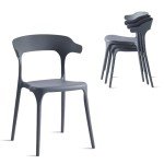 Xdeco Stackable Dining Chair Set of 4 - Charcoal