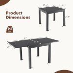 Tangkula Extendable Patio Dining Table, Dark Grey
