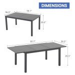 Adjustable Aluminum Patio Dining Table for 6-8