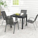 Tangkula Extendable Patio Dining Table, Dark Grey