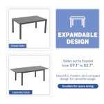 Adjustable Aluminum Patio Dining Table for 6-8