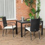 Stackable PE Rattan Outdoor Dining Chairs Set of 2