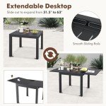 Tangkula Extendable Patio Dining Table, Dark Grey