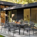 Adjustable Aluminum Patio Dining Table for 6-8