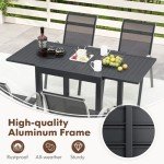 Tangkula Extendable Patio Dining Table, Dark Grey