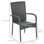 Stackable PE Rattan Outdoor Dining Chairs Set of 2