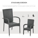 Stackable PE Rattan Outdoor Dining Chairs Set of 2