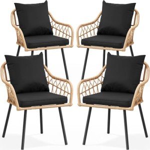 YITAHOME Outdoor Rattan Dining Chairs Set of 4