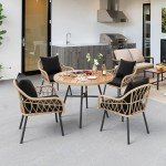 YITAHOME Outdoor Rattan Dining Chairs Set of 4