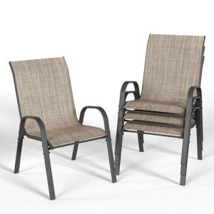 VONZOY Set of 4 Outdoor Stacking Dining Chairs