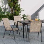 VONZOY Set of 4 Outdoor Stacking Dining Chairs