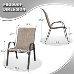VONZOY Set of 4 Outdoor Stacking Dining Chairs