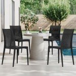 4-Pack Stackable Outdoor Wicker-Style Patio Chairs