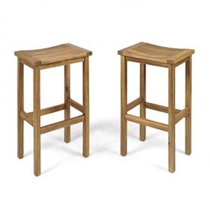 Caribbean Outdoor Acacia Wood Barstool Set, 2 Pieces