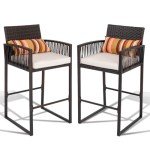 Sundale Outdoor Wicker Bar Stools with Cushions