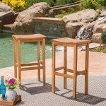 Caribbean Outdoor Acacia Wood Barstool Set, 2 Pieces