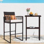 Sundale Outdoor Wicker Bar Stools with Cushions