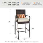 Sundale Outdoor Wicker Bar Stool Set - 2 Pieces