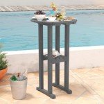 Gray 39-Inch Outdoor Adirondack Bar Table
