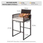 Sundale Outdoor Wicker Bar Stools with Cushions