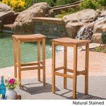 Caribbean Outdoor Acacia Wood Barstool Set, 2 Pieces