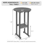 Gray 39-Inch Outdoor Adirondack Bar Table