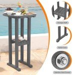 Gray 39-Inch Outdoor Adirondack Bar Table