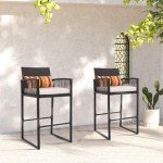 Sundale Outdoor Wicker Bar Stools with Cushions