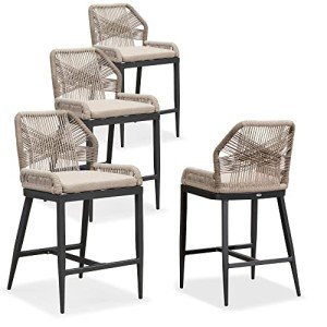 Purple Leaf Set of 4 Outdoor Bar Stools