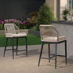 Purple Leaf Set of 4 Outdoor Bar Stools