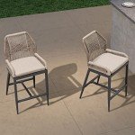 Purple Leaf Set of 4 Outdoor Bar Stools